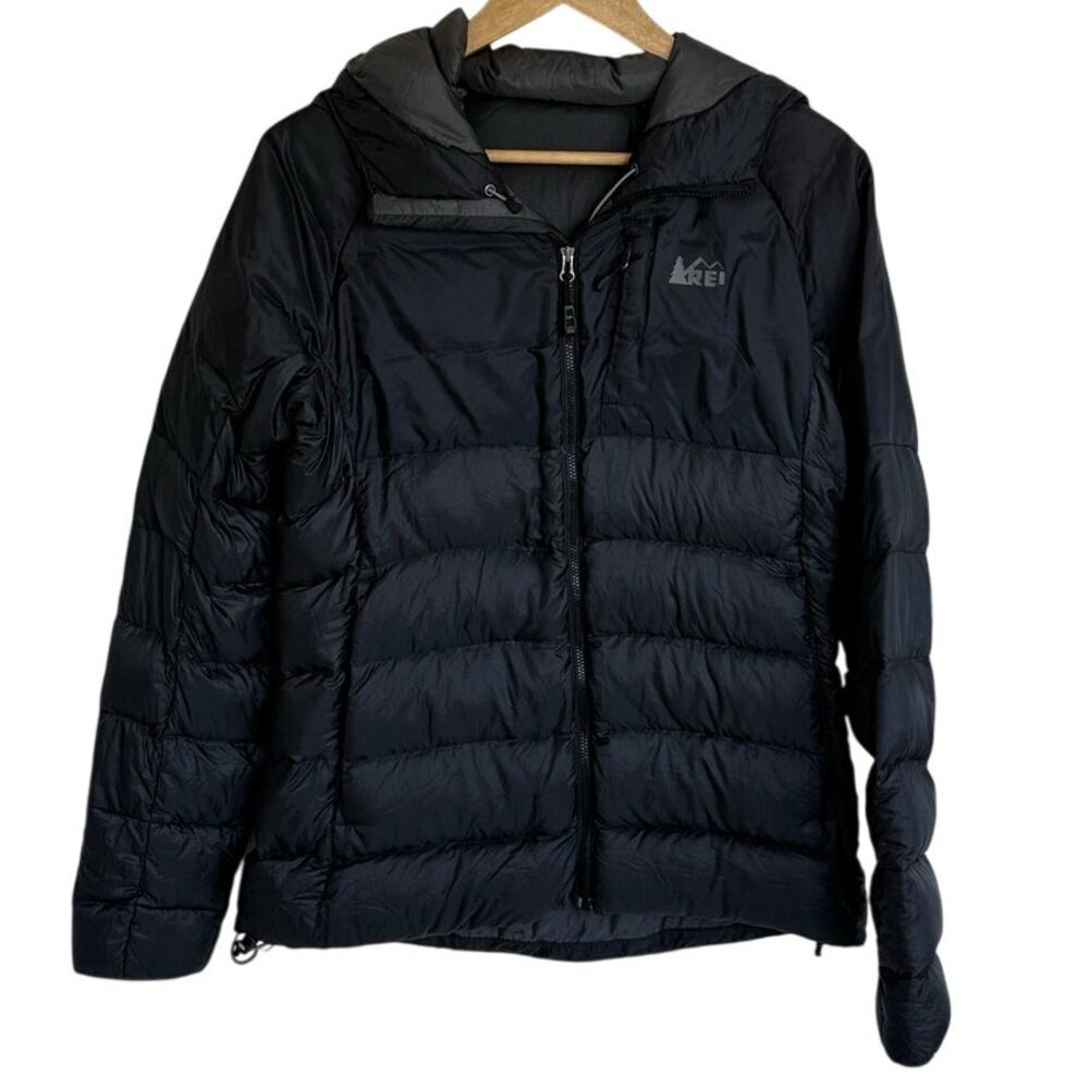 REI Co-op Women’s 60% Down Puffer Jacket Black Hooded Size S